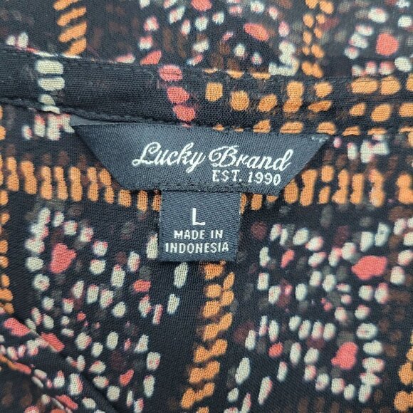 Lucky Brand Women's Sheer Aztec/Art Deco/Boho Flowy Blouse in a Size L - Picture 8 of 9
